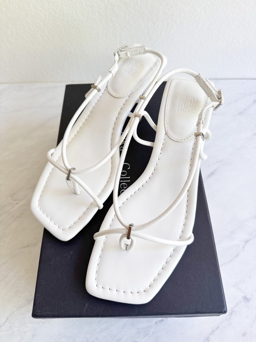 NIB Elka Collective Dakota White Strappy Square-Toe Women's Sandals Size 38